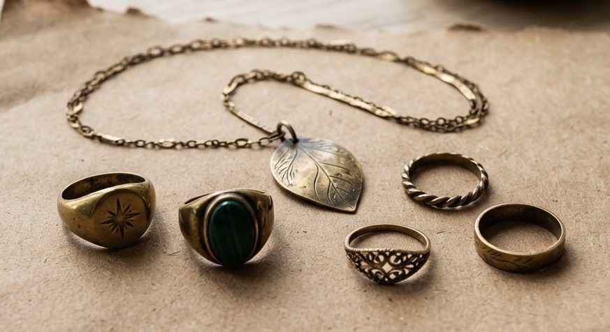 Brass Jewelry Set — detail view